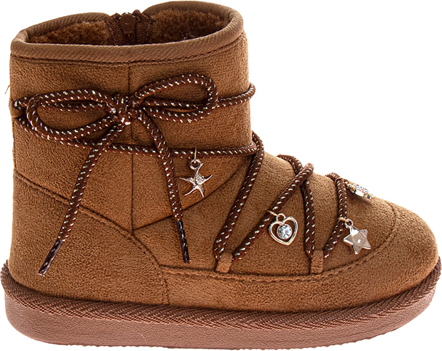 Kensie Girl Girls' Faux Fur PomPom Charms 2 Winter Boots