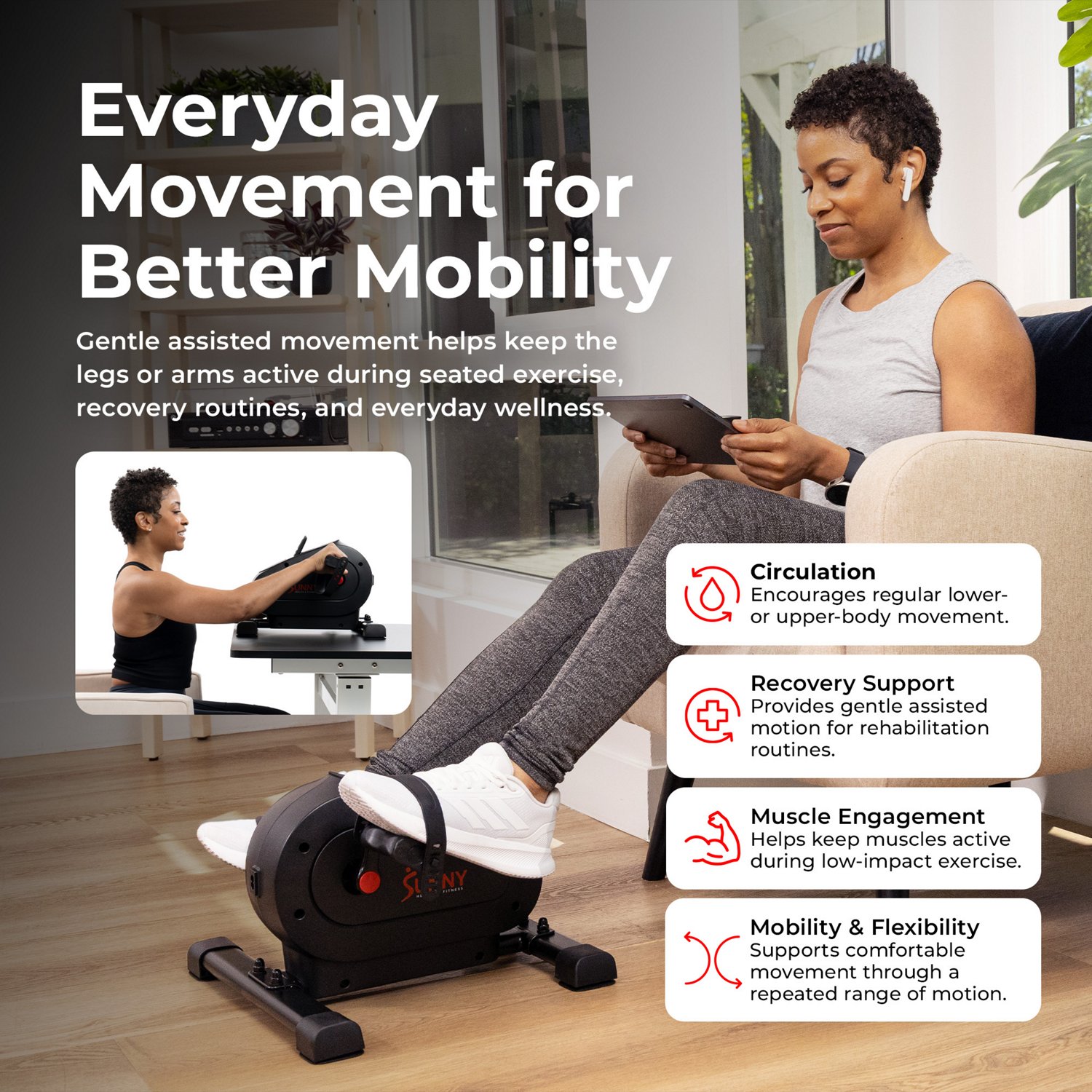 Sunny Health & Fitness Smart Motorized Mini Exercise Bike - view number 2