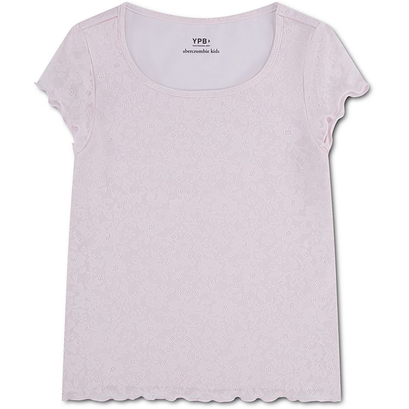 abercrombie kids ypb lace short-sleeve tee, Size 13/14, Pink Marshmallow