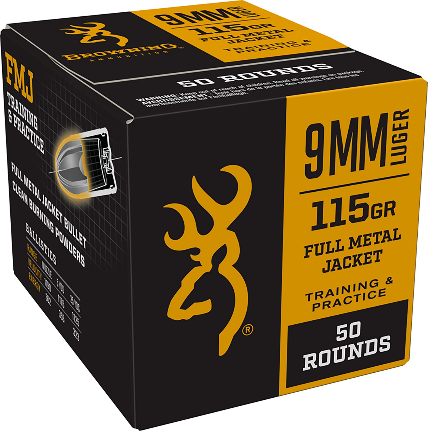 Browning 9mm Luger 115 Grain Full Metal Jacket 50-Round Ammunition