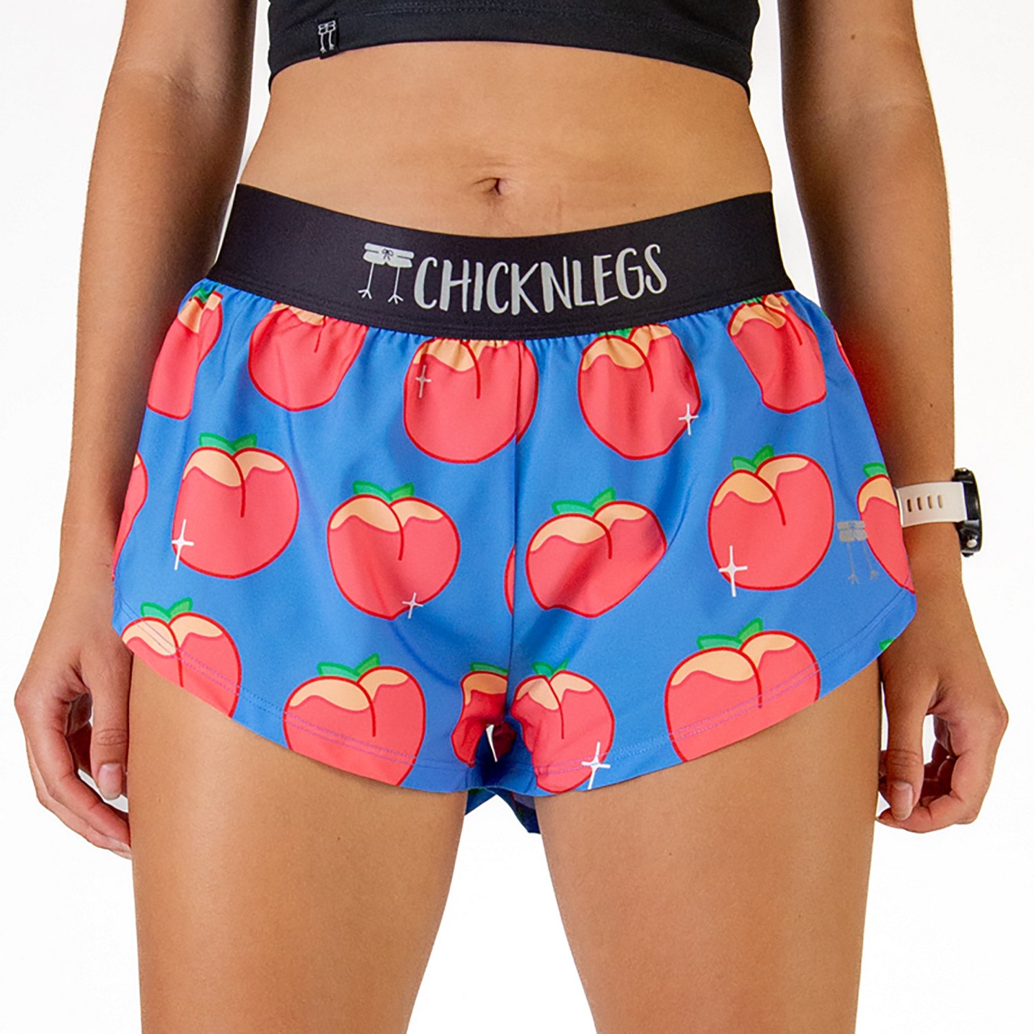 Chicknlegs Women's Juicy Peaches Split Shorts 1.5 in