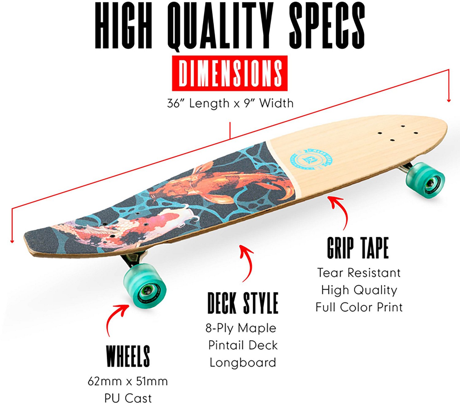 Madd Gear Duality Koi Fish 36 in Pintail Longboard - view number 2