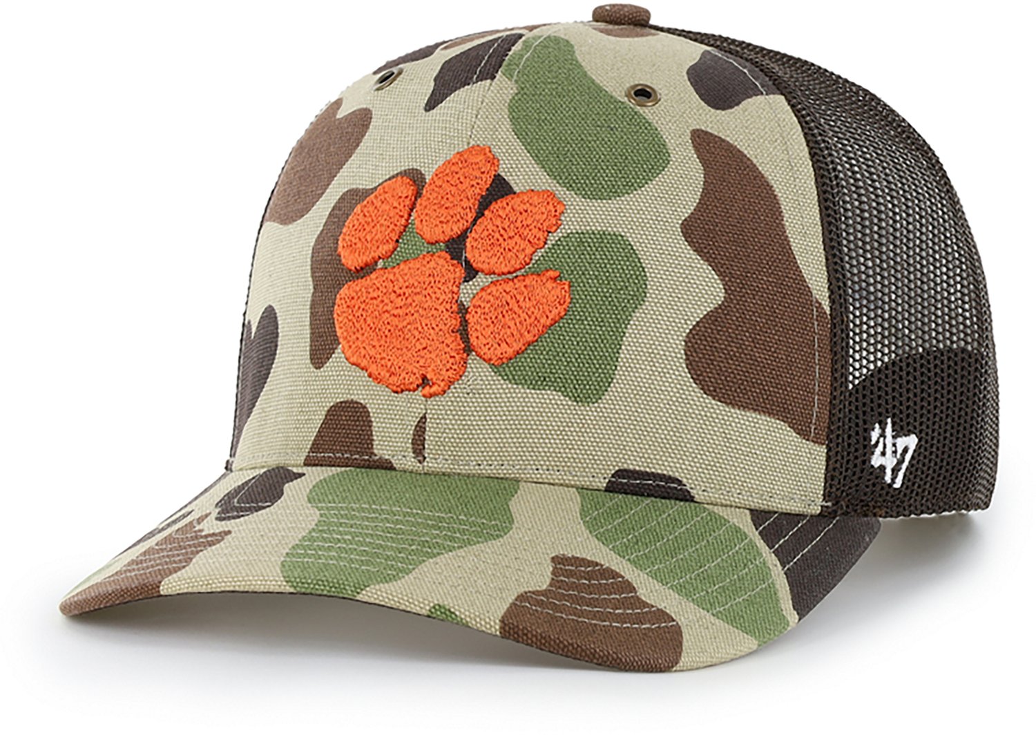 ‘47 Clemson University Adults’ Carhartt Duck Camo Trucker Cap
