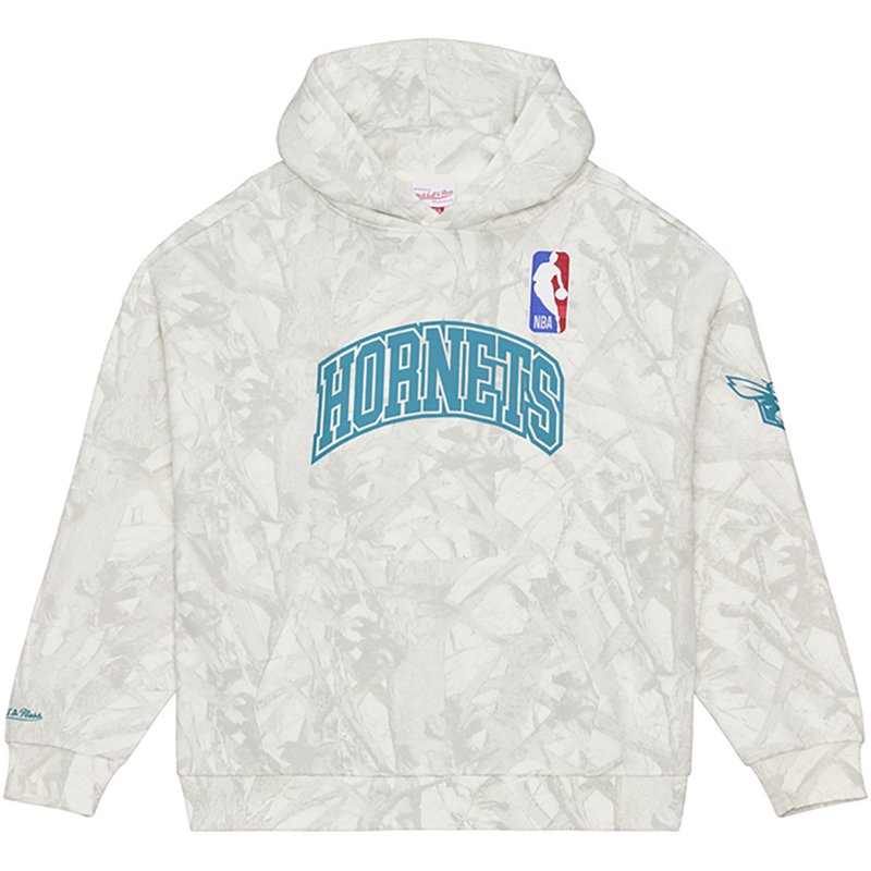 Men's Mitchell & Ness  White Charlotte Hornets Ghosted Fleece Hoodie