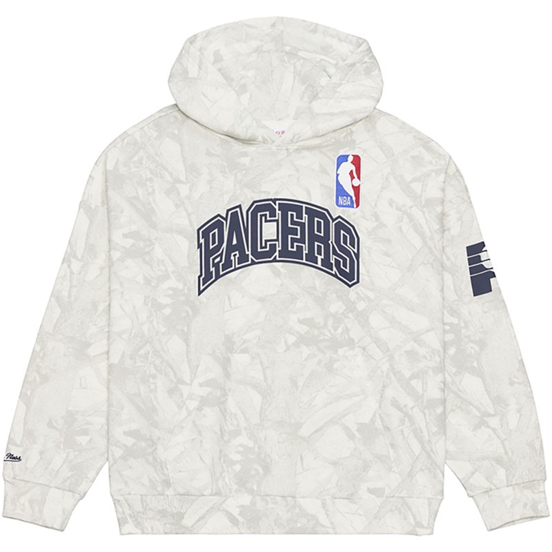 Men's Mitchell & Ness  White Indiana Pacers Ghosted Fleece Hoodie
