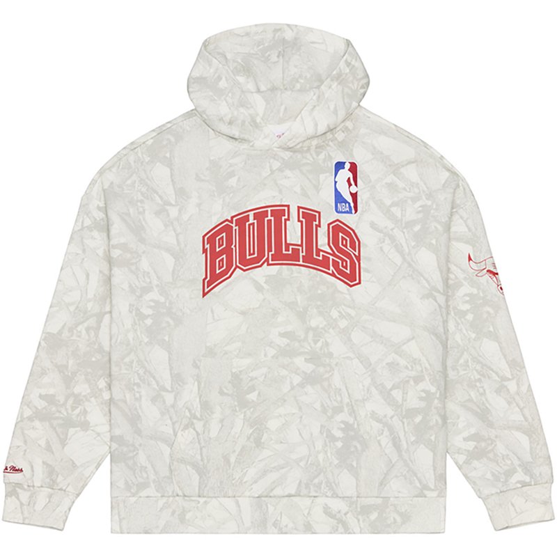 Men's Mitchell & Ness  White Chicago Bulls Ghosted Fleece Hoodie