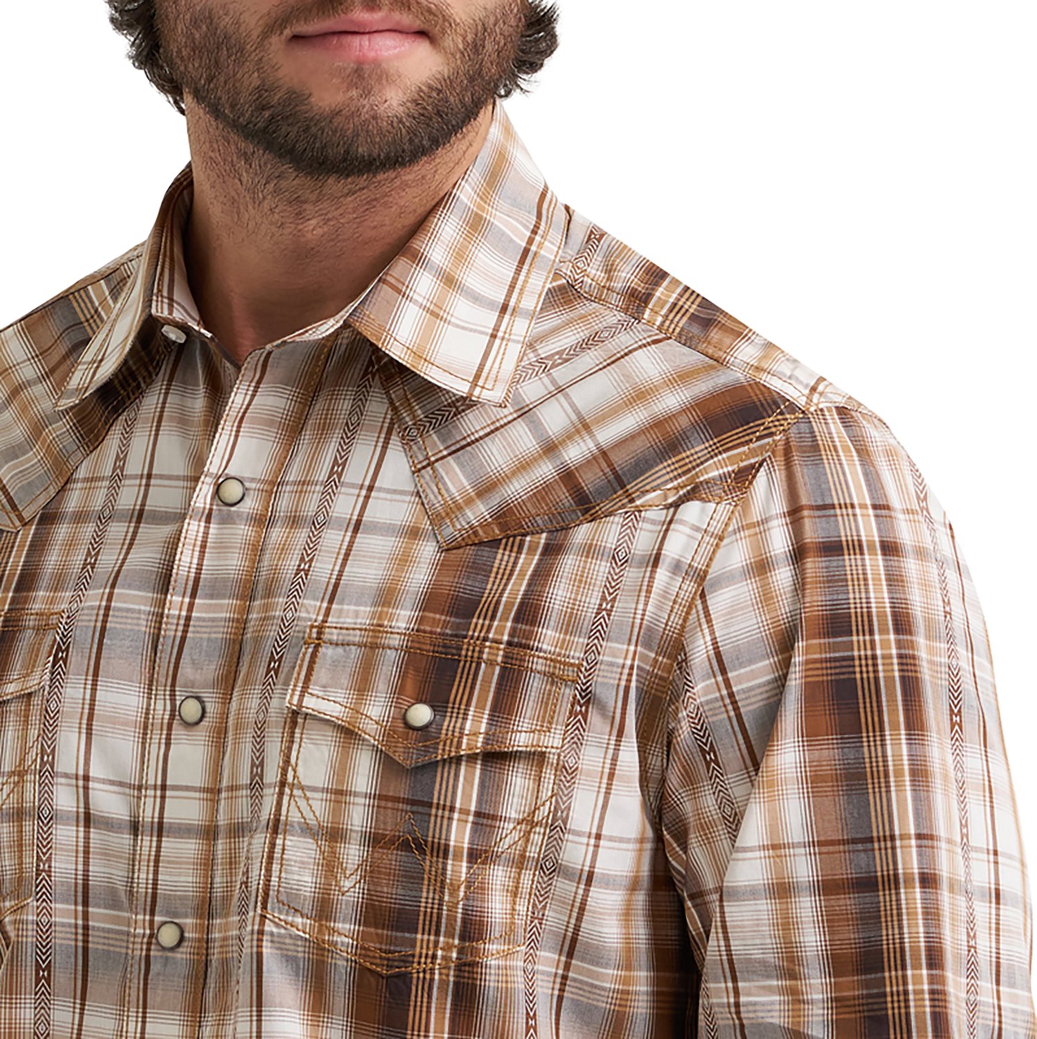 Wrangler® Men's Wrangler Retro® Premium Long Sleeve Western Snap Printed Shirt