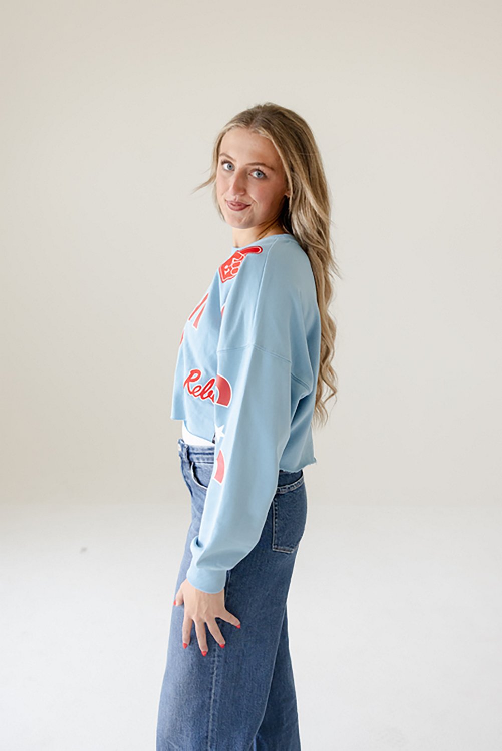 Gameday Social Women's Ole Miss Rebels Patched Up Cropped Crew Sweatshirt - view number 2