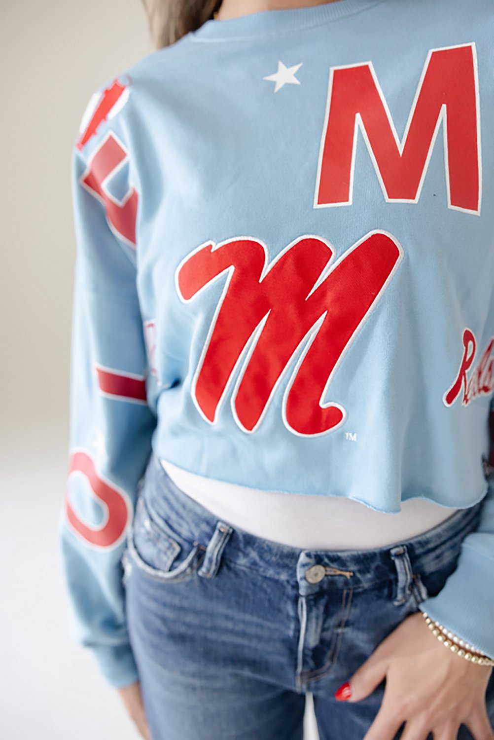 Gameday Social Women's Ole Miss Rebels Patched Up Cropped Crew Sweatshirt - view number 3