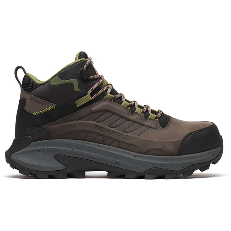 Merrell Moab Speed 2 Mid Waterproof Carbon-Toe Work Boots for Men - Dark Taupe