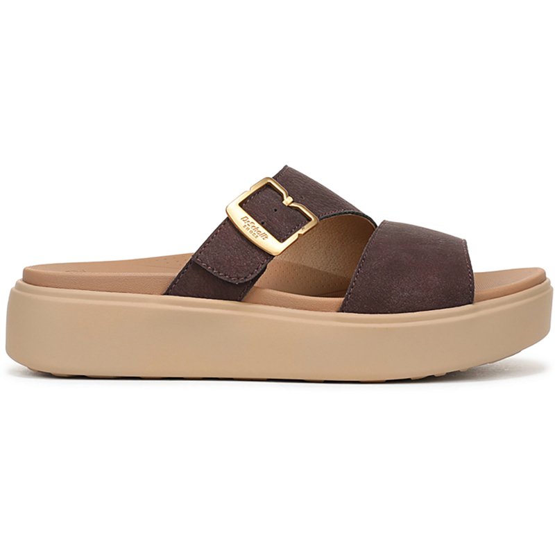 Dr. Scholl's Women's Madison Cloud Slide Sandal Dark Brown Faux Leather DRSCH 7.0 M