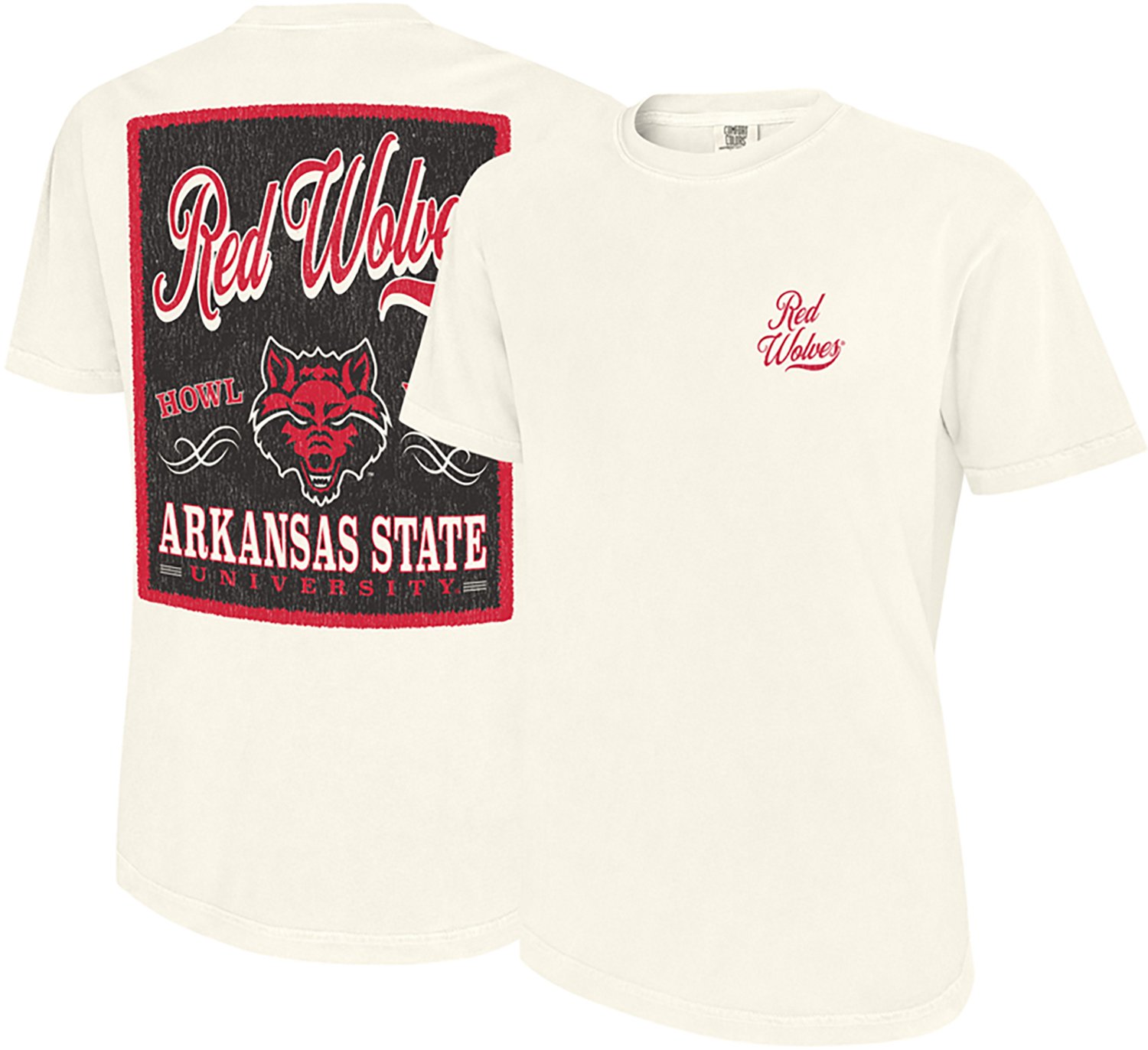 WILDCAT RETRO Men's Arkansas State University Script Tail Patch Comfort Colors DS T-shirt - view number 3