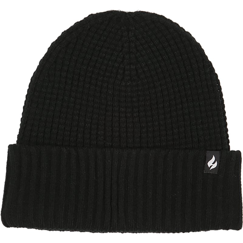 Heat Holders Men's Luke Waffle-Knit Roll-Up Beanie - Black