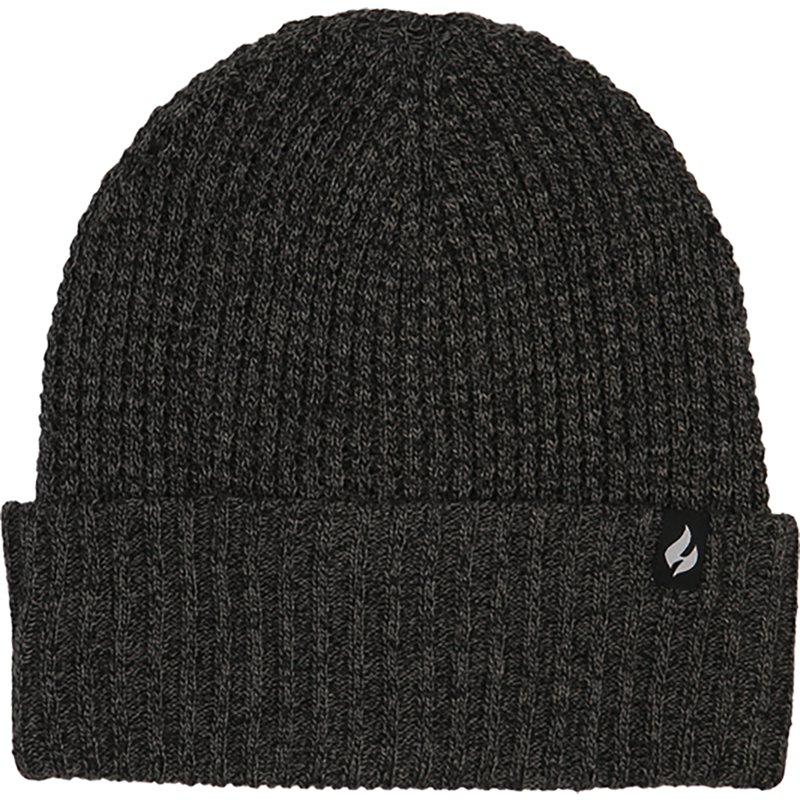 Heat Holders Men's Luke Waffle-Knit Roll-Up Beanie - Charcoal