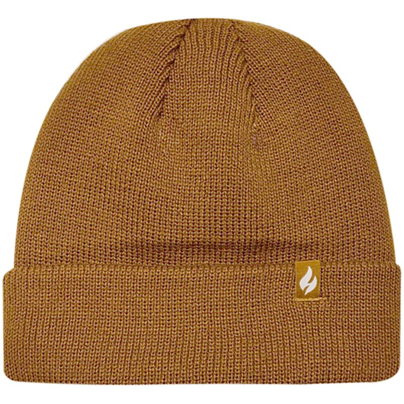 Heat Holders Oran Flat Knit Roll-Up Hat - Brown