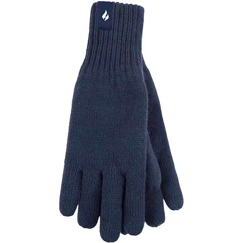 Heat Holders Nevis Flat Knit Gloves for Men - Navy