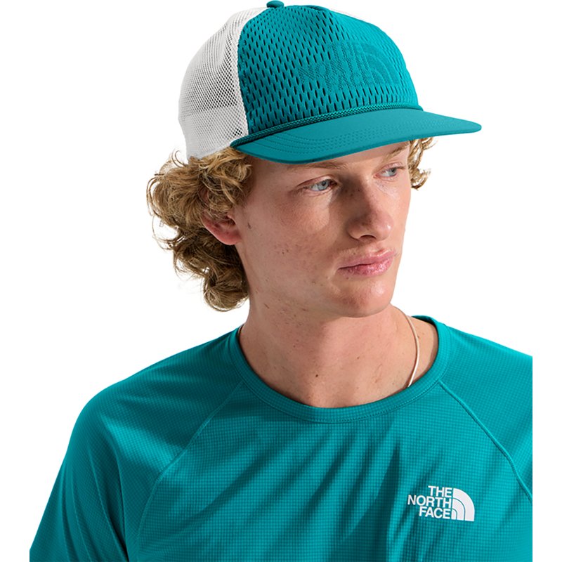 The North Face Runner Trucker Hat: Restorative Teal / Cumulus Cloud