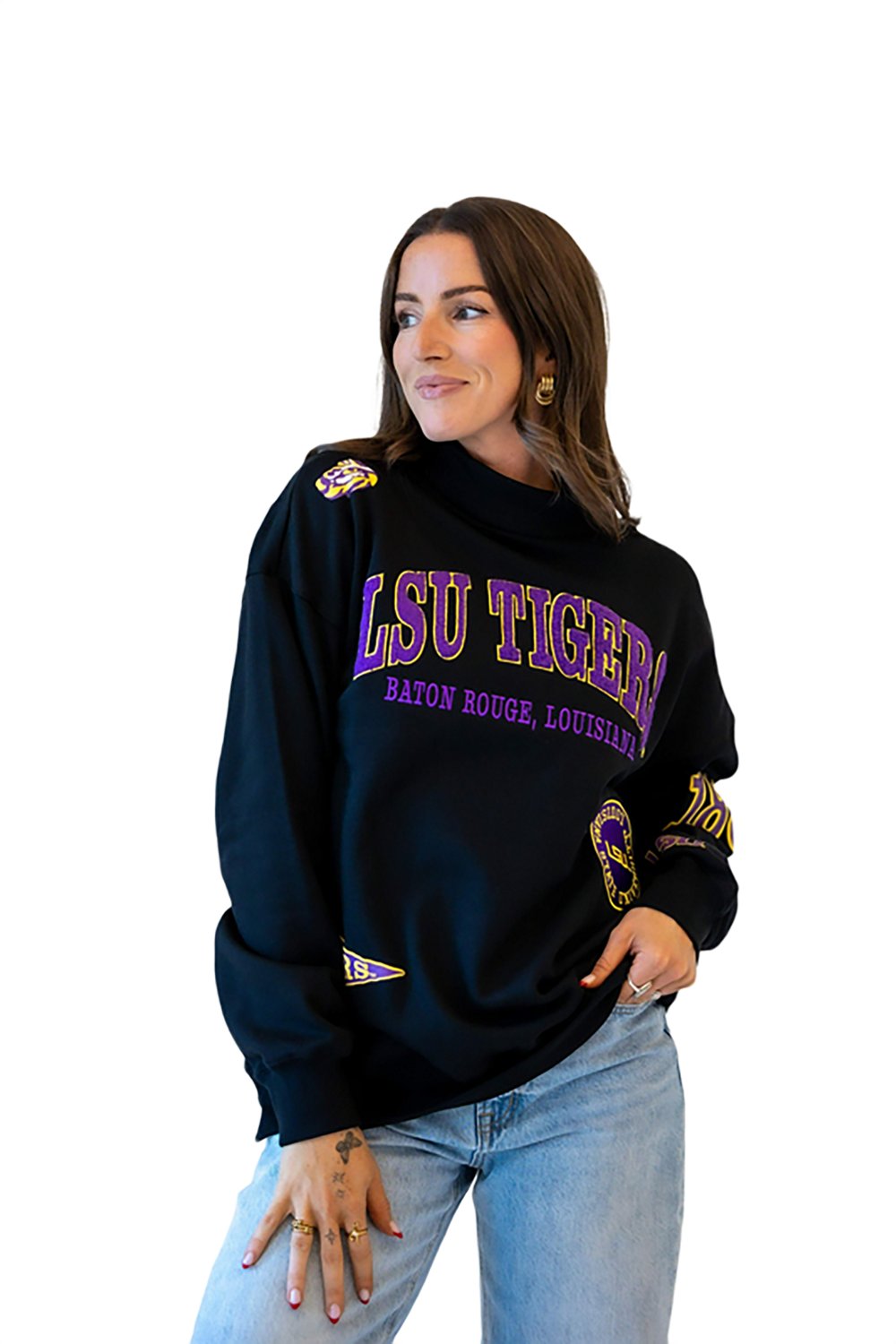 Gameday Social Women’s Louisiana State University All Over Scatter Long Sleeve Crew