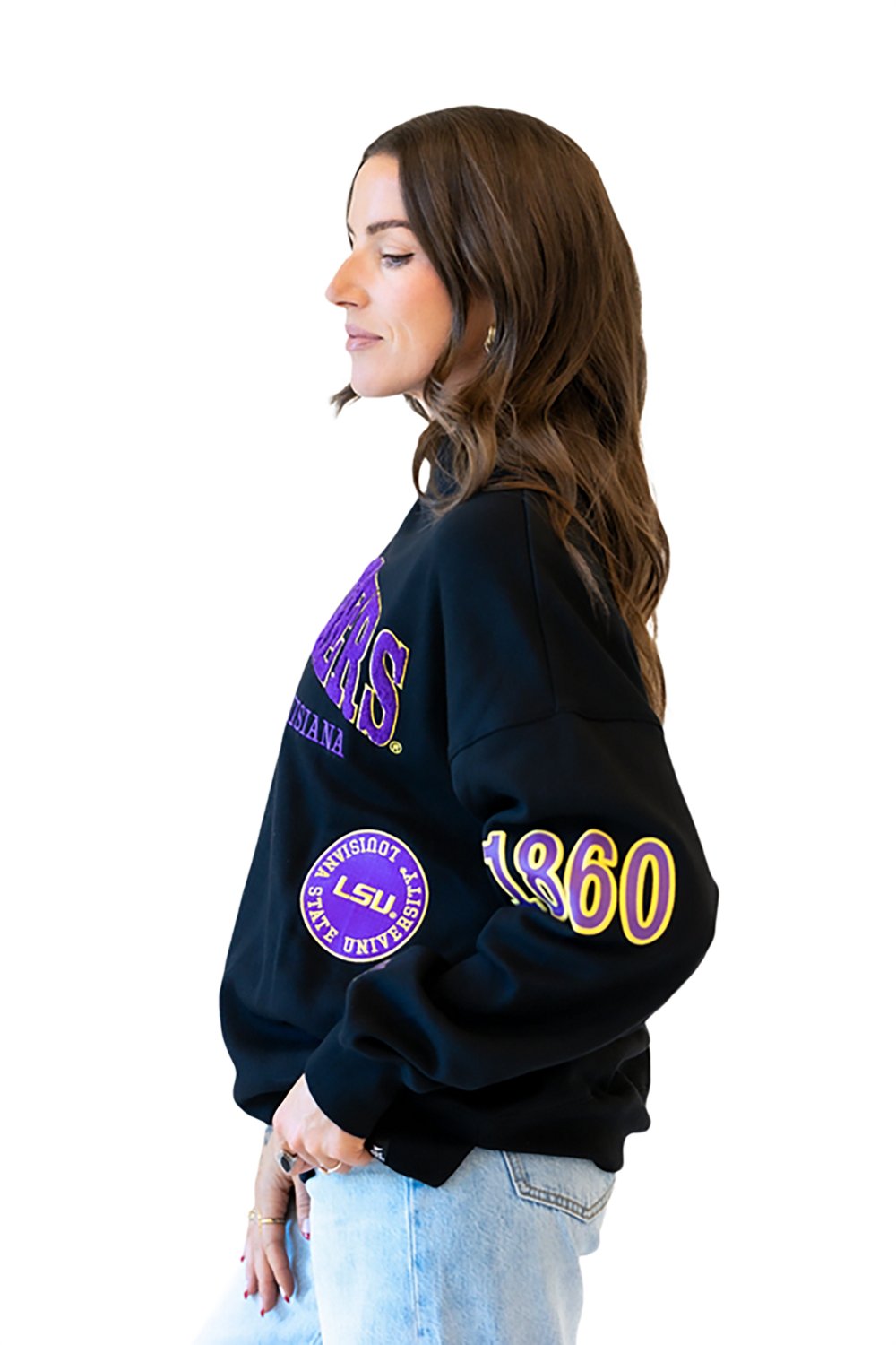 Gameday Social Women’s Louisiana State University All Over Scatter Long Sleeve Crew - view number 2