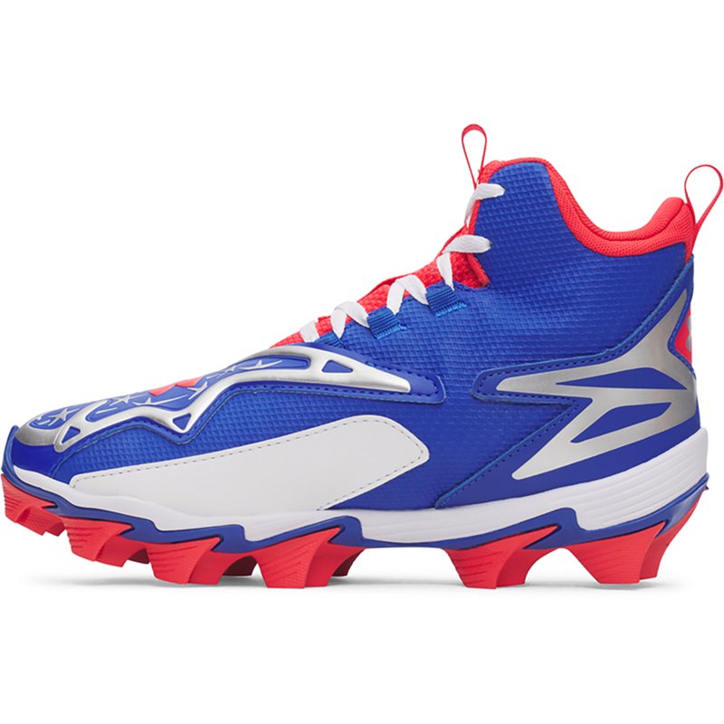 Under Armour Kids' Harper 11 RM Baseball Cleats, Size 2.5, White/Royal