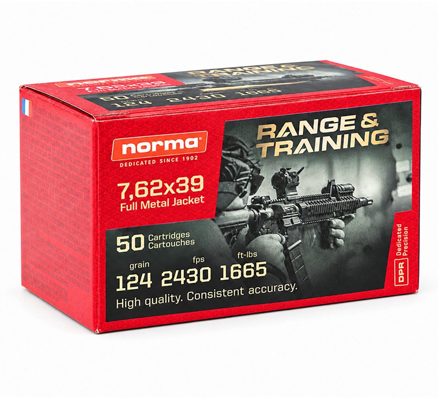 Norma Range & Training 7.62x39mm 124 gr FMJ Ammunition 50-Rounds