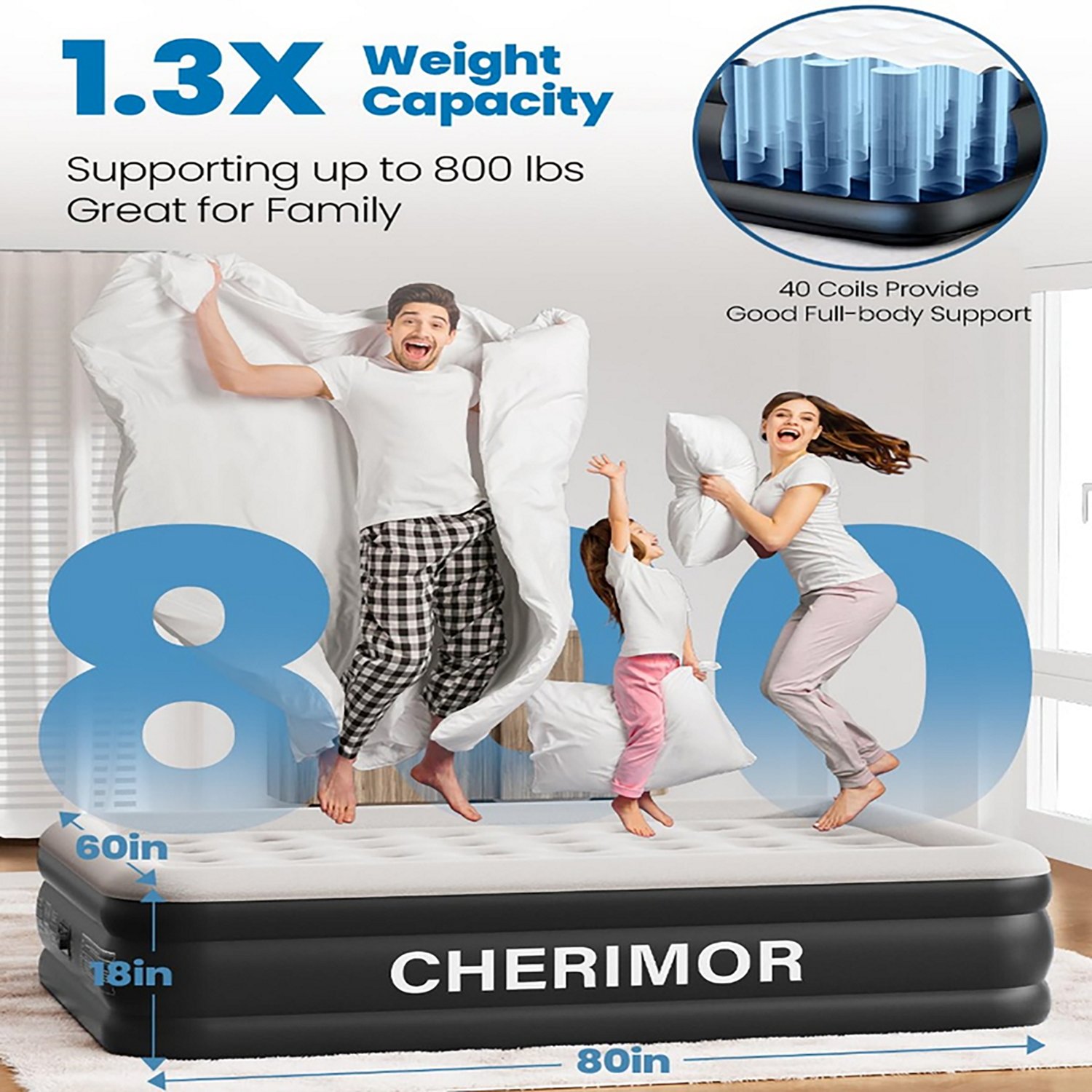 Cherimor 18 in. Queen Airbed with Built‑In Pump - view number 3