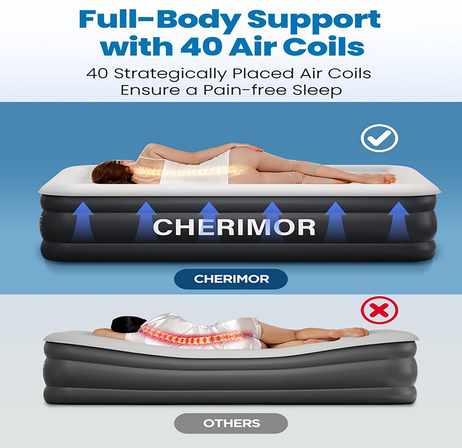 Cherimor 18 in. Queen Airbed with Built‑In Pump - view number 4
