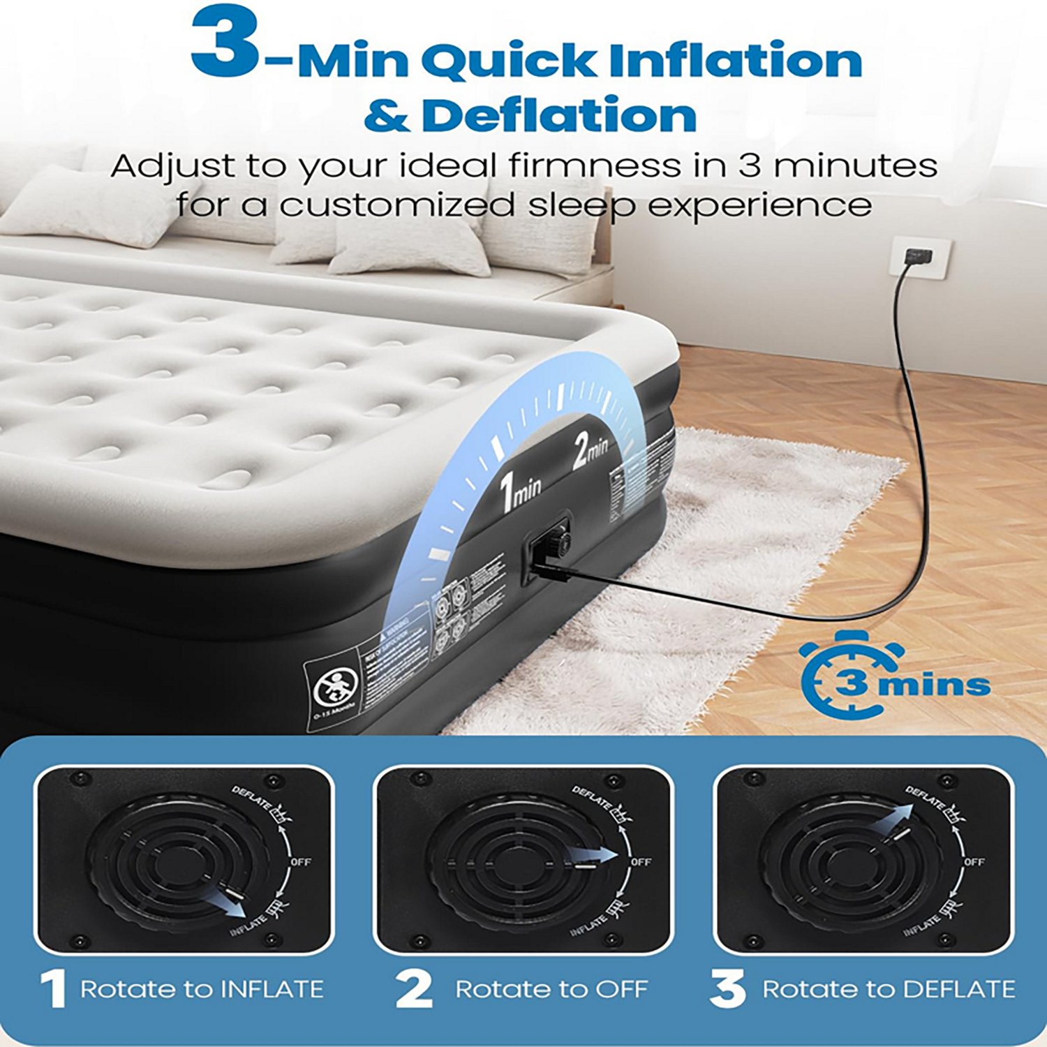 Cherimor 18 in. Queen Airbed with Built‑In Pump - view number 6