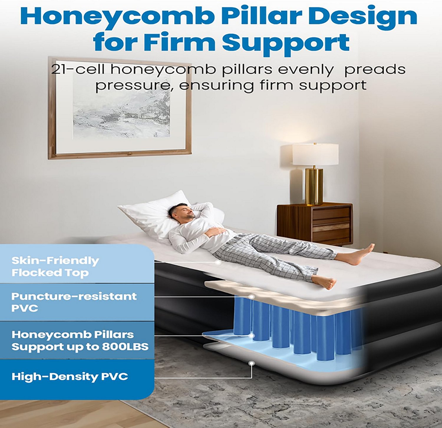 Cherimor 18 in. Series Twin XL Airbed with Built‑In Pump and Pillow‑Top Surface - view number 5