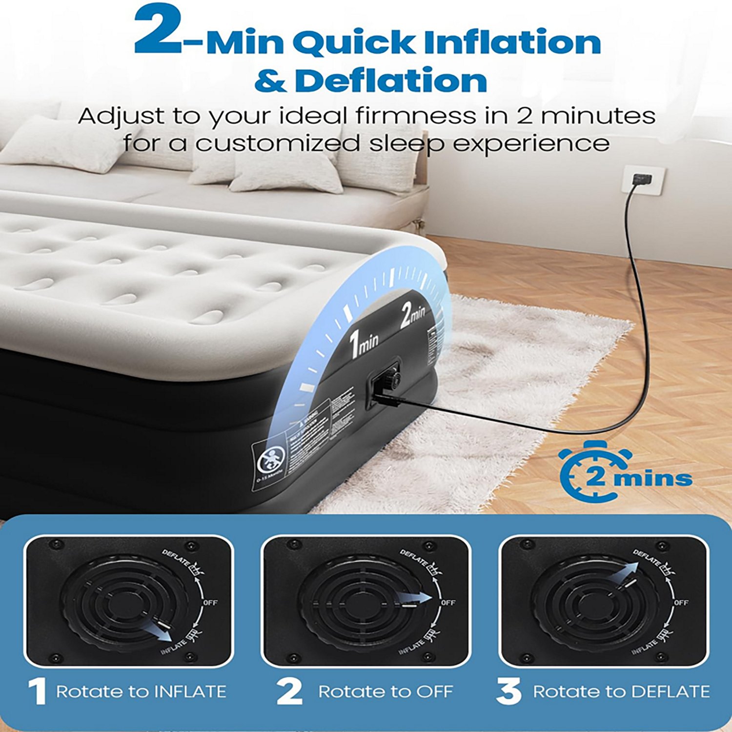 Cherimor 18 in. Series Twin XL Airbed with Built‑In Pump and Pillow‑Top Surface - view number 6