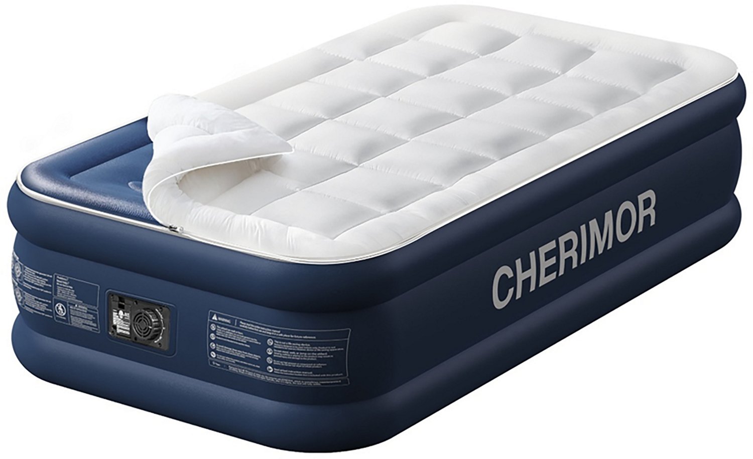Cherimor 20 in. Series Twin XL Airbed with Built‑In Pump and Quilted Topper