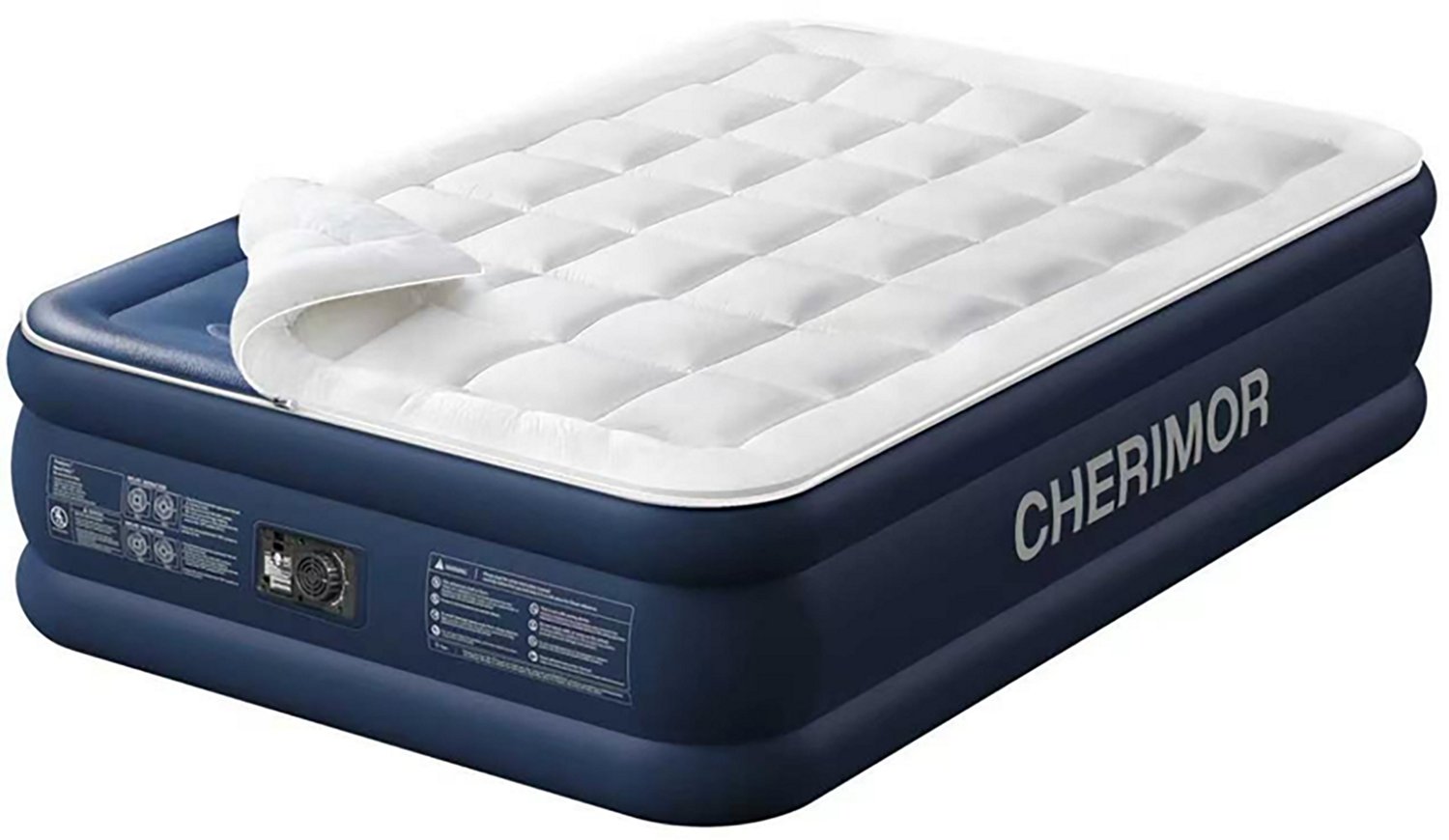 Cherimor 20 in. Series Queen Airbed with Built‑In Pump and Quilted Topper