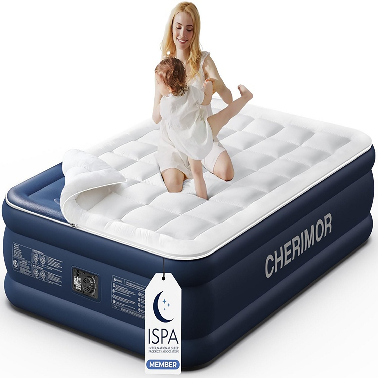 Cherimor 20 in. Series Queen Airbed with Built‑In Pump and Quilted Topper - view number 2