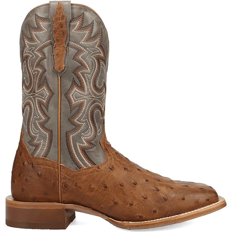 Dan Post Boots Drayden Full Quill Ostrich Square Toe Pull On Cowboy Boots