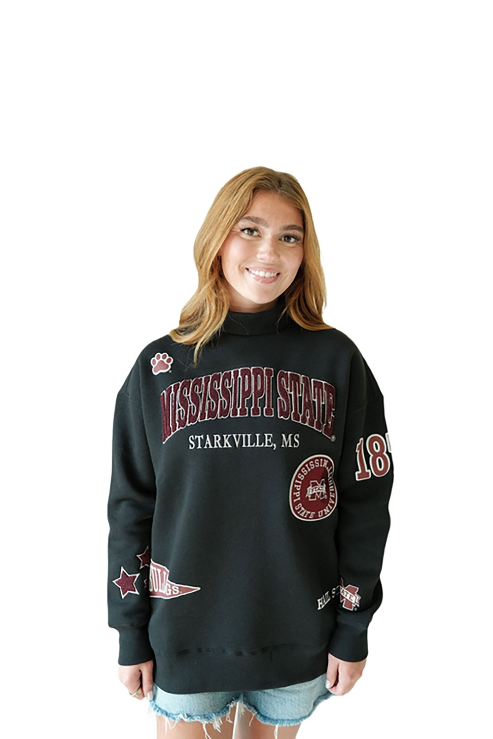Gameday Social Women’s Mississippi State University All Over Scatter Long Sleeve Crew