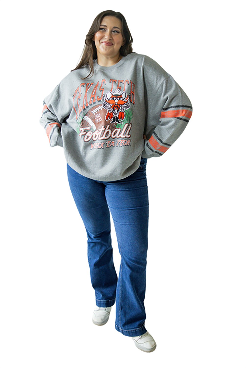 Gameday Social Women's Texas Tech University Langford Multimedia Oversized Fleece Crew