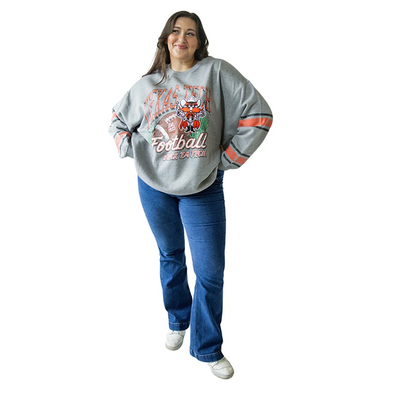 Gameday Social Women's Texas Tech University Langford Multimedia Oversized Fleece Crew