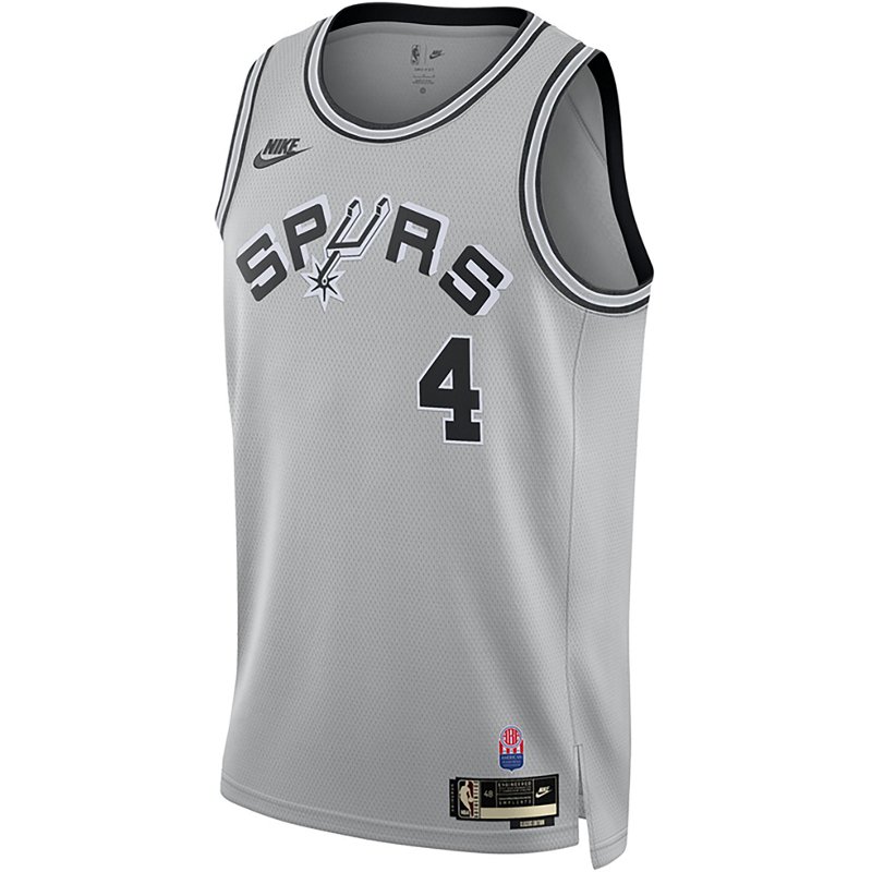Nike Men's De'Aaron Fox San Antonio Spurs Hardwood Classics Dri-FIT Basketball Swingman Jersey in Grey | II4243-008