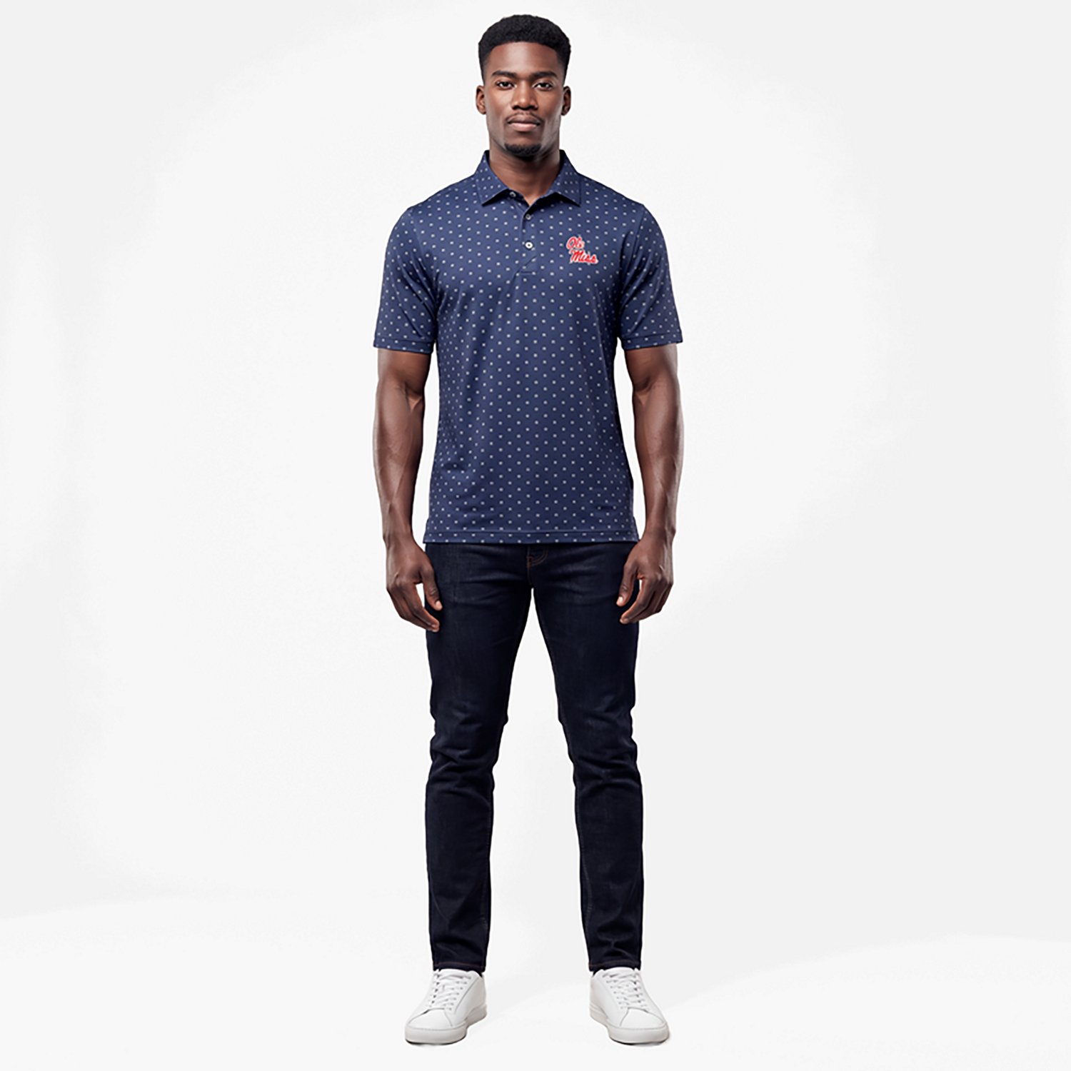 Cutter  Buck Ole Miss Rebels Virtue Eco Pique Tile Print Polo