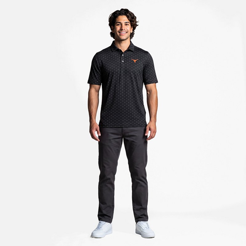 Cutter & Buck Men's Texas Longhorns Black Virtue Eco Pique Tile Polo, Small