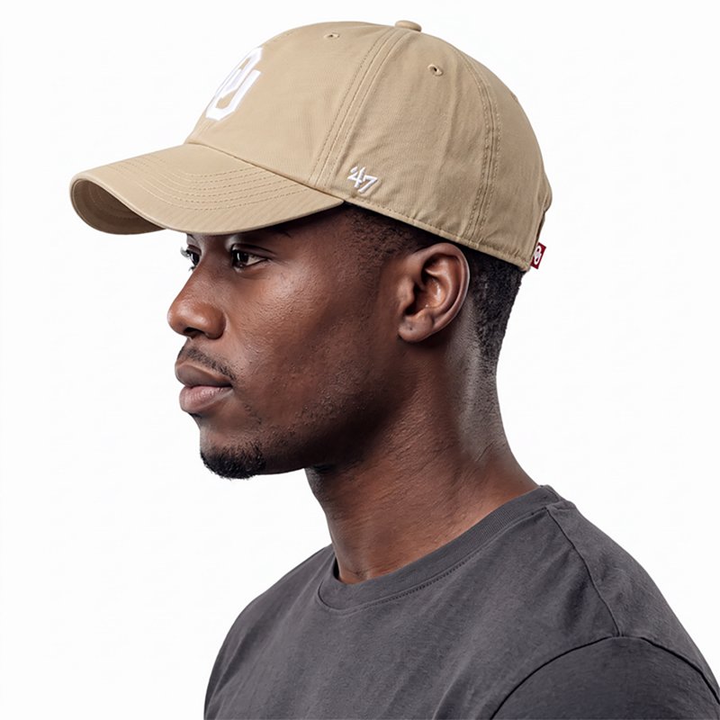 '47 Adult Oklahoma Sooners Khaki Clean Up Adjustable Hat, Men's, Tan