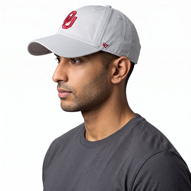 '47 Adult Oklahoma Sooners Grey Clean Up Adjustable Hat, Men's, Gray