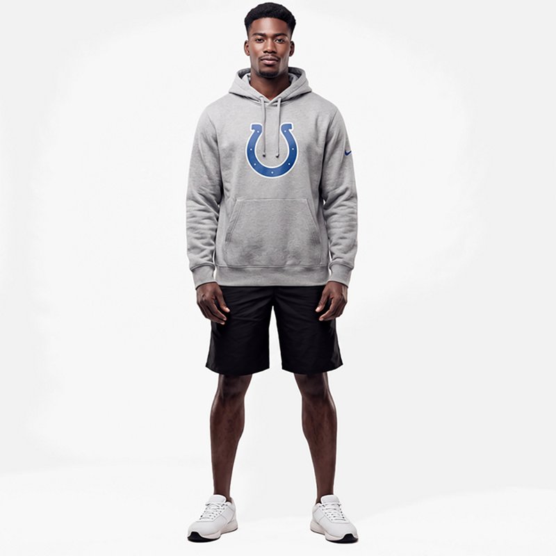 Nike Men's Heather Gray Indianapolis Colts Club Logo Pullover Hoodie - Heather Gray