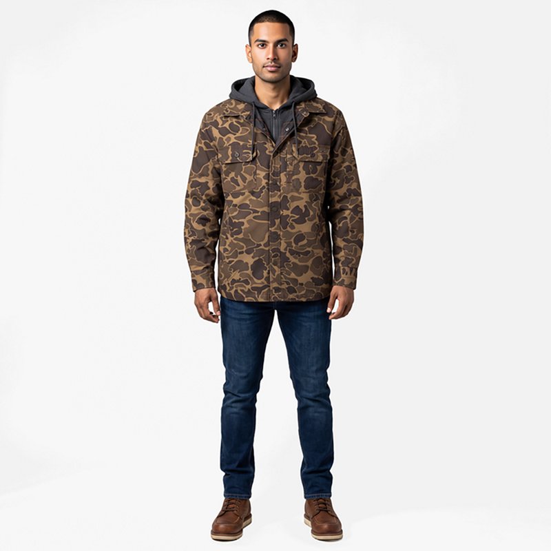 Drake Waterfowl Campfire Canvas Shirt Jacket Hoodie - Drake Old School