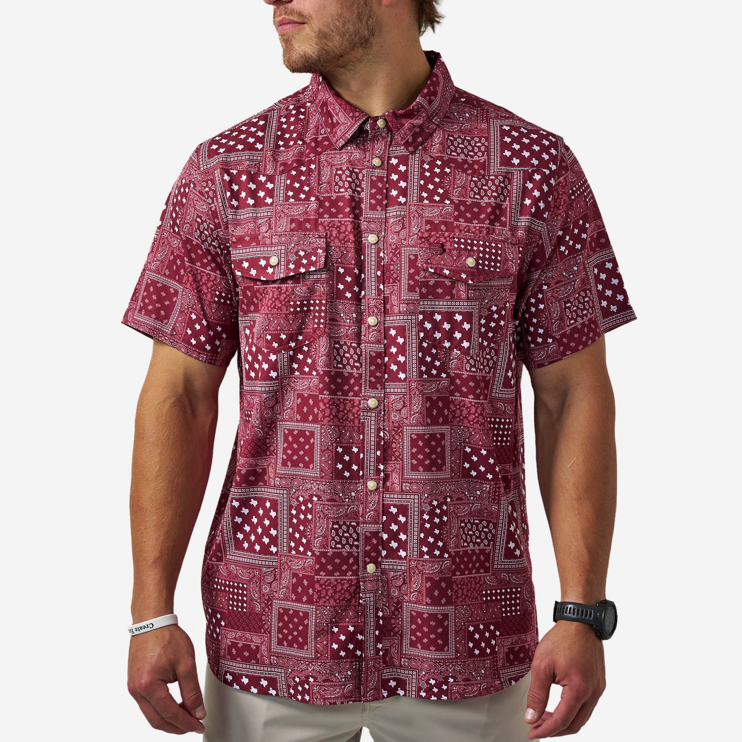 Burlebo Men's Texas Performance Short Sleeve Western Shirt