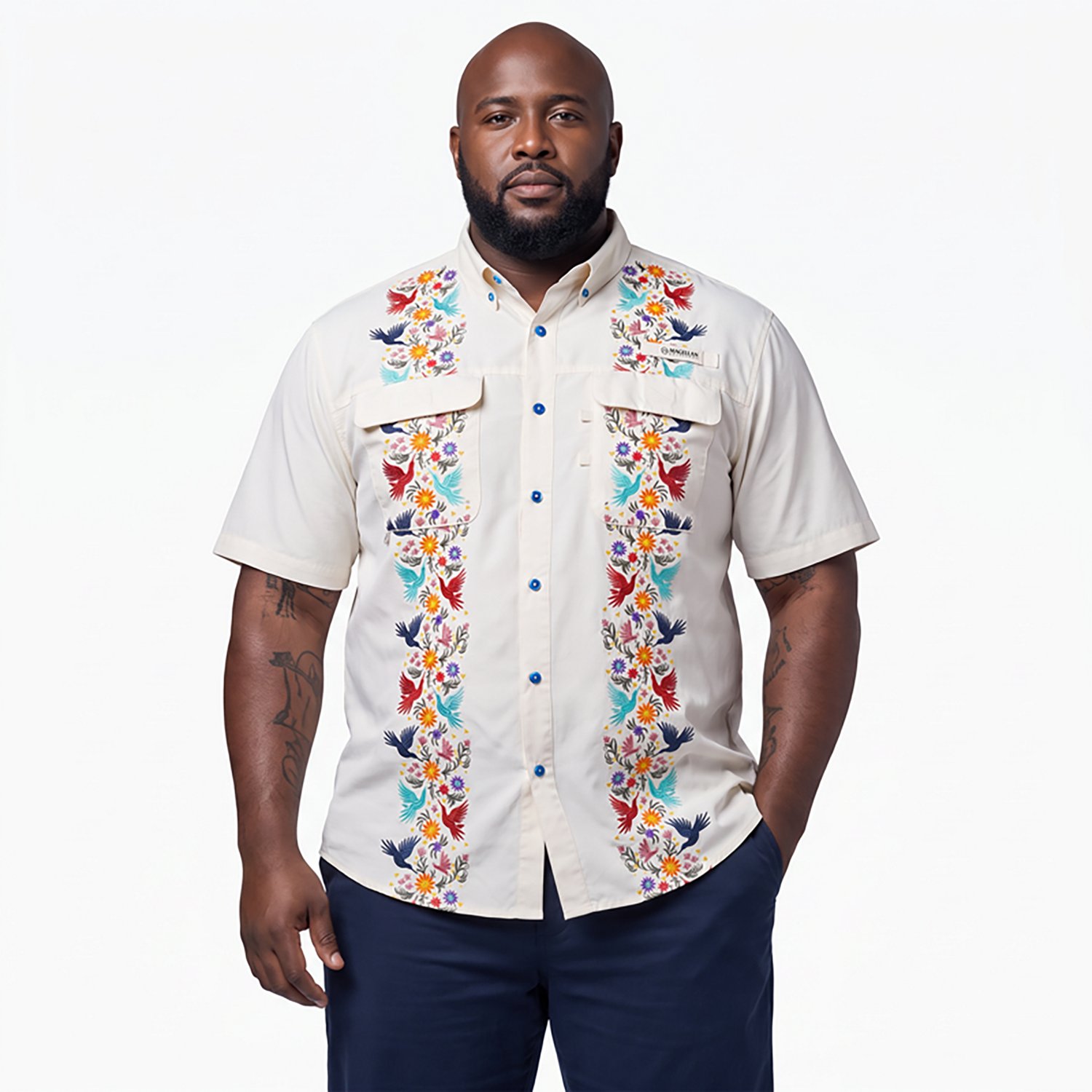 Magellan Outdoors Men's Hispanic Heritage Otomi Otono Guayabera Shirt