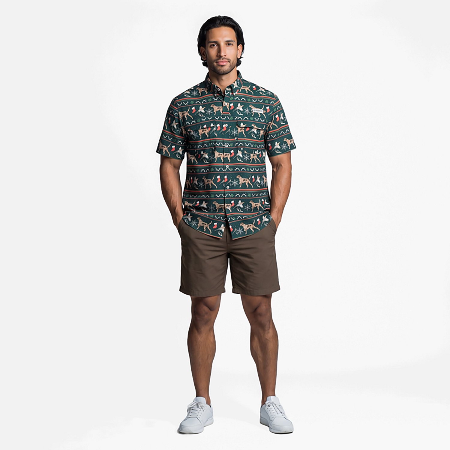 Magellan Outdoors Men's Laguna Madre Holiday Fair Isle Short Sleeve Fishing Shirt