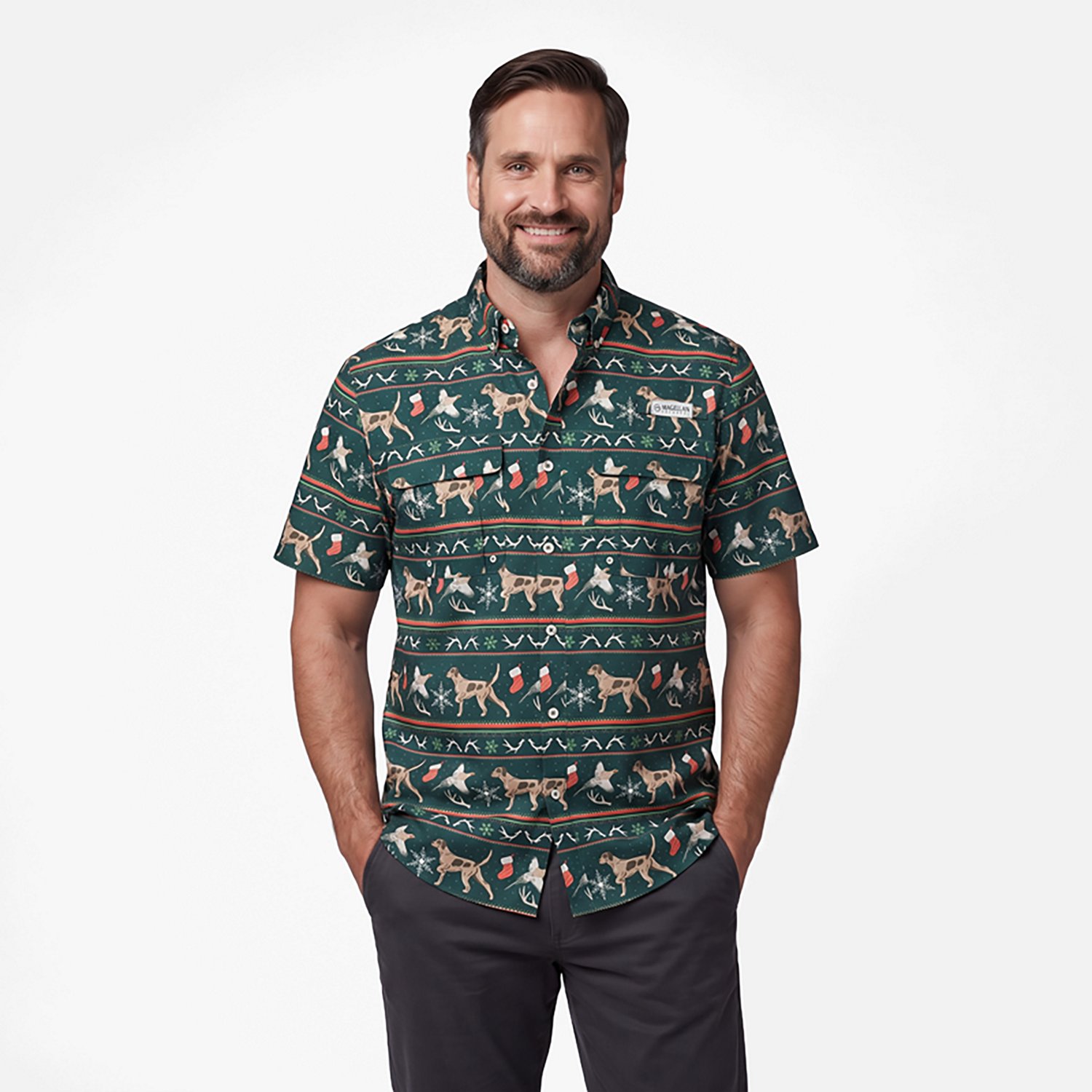 Magellan Outdoors Men's Laguna Madre Holiday Fair Isle Short Sleeve Fishing Shirt - view number 5
