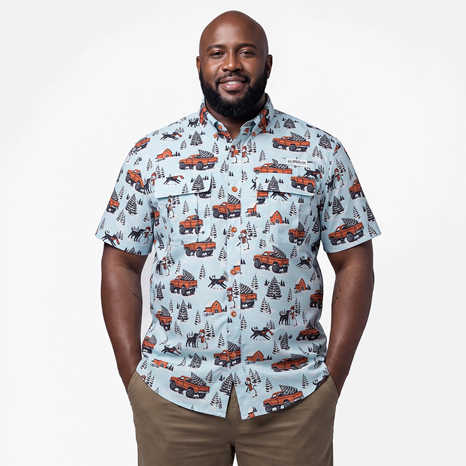 Magellan Outdoors Men's Laguna Madre Holiday Truck Short Sleeve Fishing Shirt - view number 4