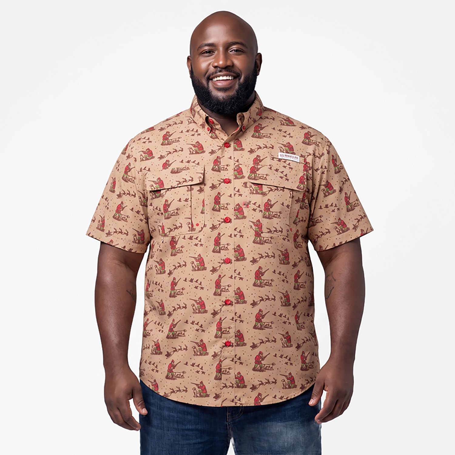 Magellan Outdoors Men's Laguna Madre Holiday Vintage Hunt Fishing Shirt